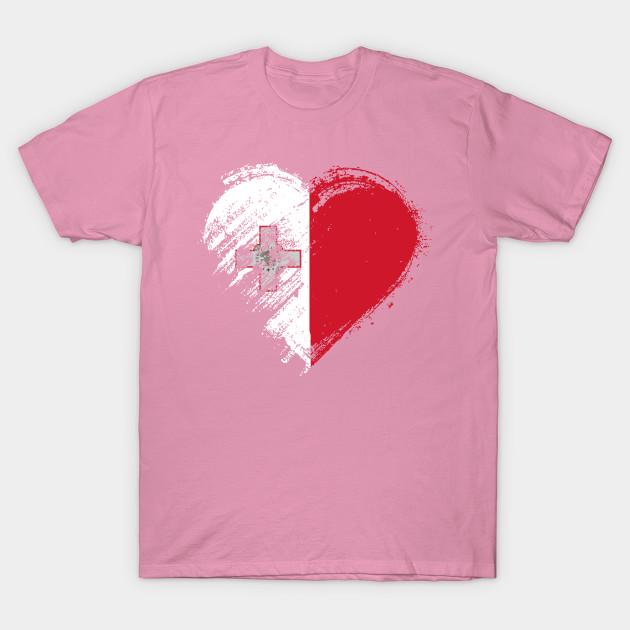T Shirt Women Grungy I Love Malta Heart Flag Harajuku Print Kawaii Tshirt Summer Short Sleeve Female T-Shirt Top Tee