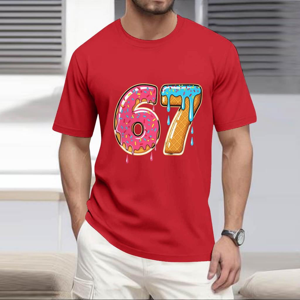 Men's Popular T-shirt Printed Round Neck Short Sleeve T-shirt