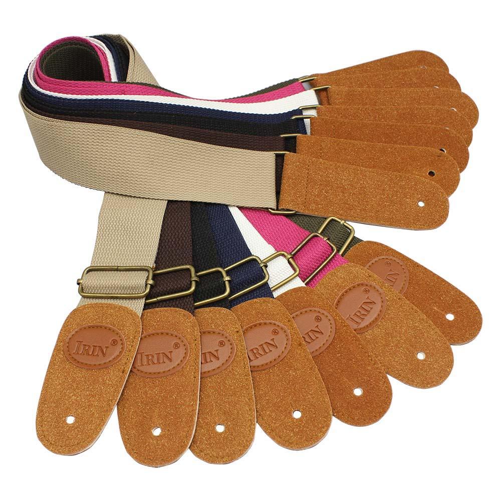 Adjustable Guitar Belt Woven Cotton Guitar Strap with Leather Ends for Electric Acoustic Folk Guitar