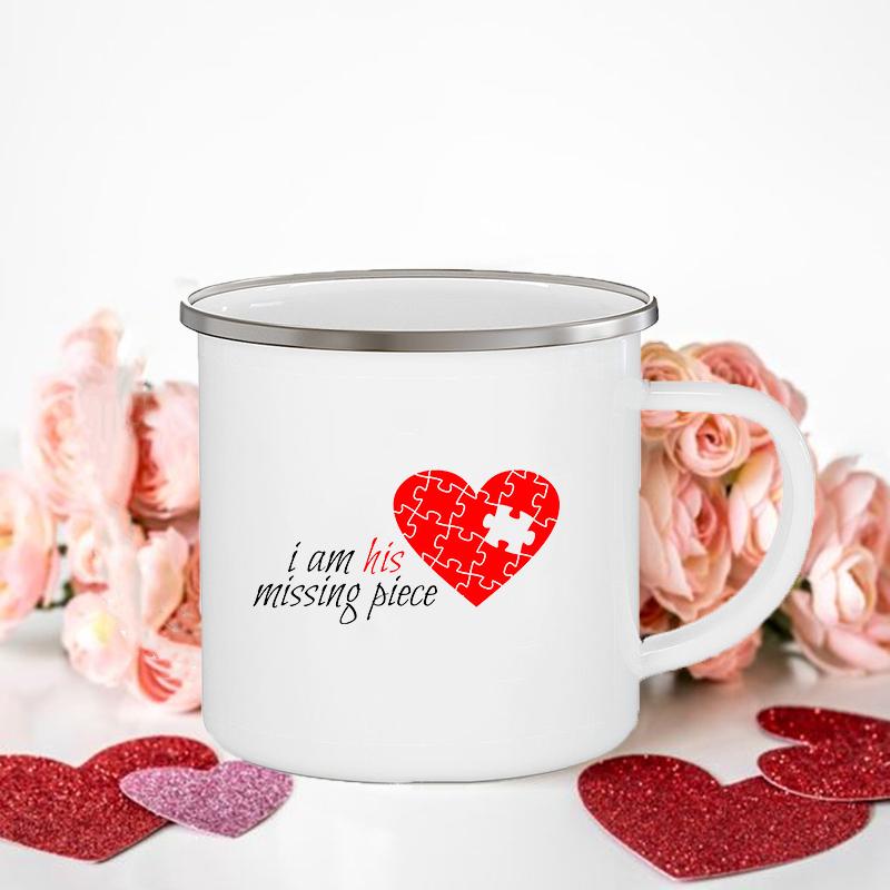 Frau/Herr Richtig Druck Paar Tassen Kreative Kaffeetasse Getränk Dessert Frühstück Milchbecher Emailletassen Henkel Trinkgeschirr Valentinstagsgeschenk