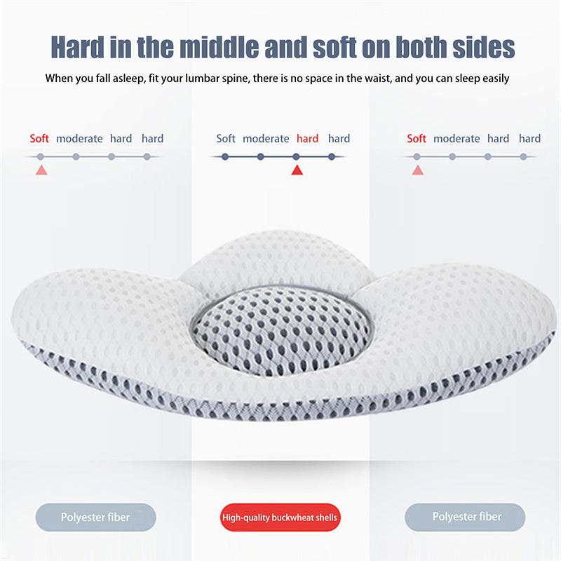 Lumbar Pillow Quick Rebound Improve Spinal Posture Sleeping 3D Extended Buckwheat Hull Lumbar Functional Pillow Bedroom Supply