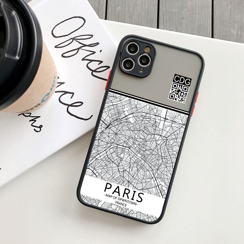 Ins Travel Country Sketch City Map Phone Case For iPhone 8 7 Plus SE2 15 14 11 12 13 Pro Max Mini X XR XS Shockproof Funda Shell