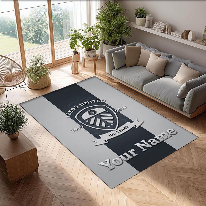 Leeds United Printed Crystal Velvet Rug Non‑Slip Crystal Velvet Carpet For Sofa Bedroom Indoor Home Decoration