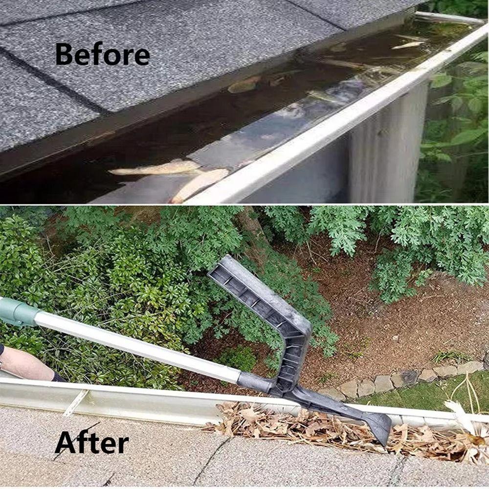 Telescopic Portable Gutter Cleaning Brush Leaf Roofing Detachable Guard  Clean Behind Skylights