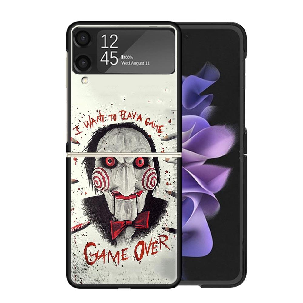 The Jigsaw Killer Horror Clear Phone Case For Samsung Z Flip 7 6 5 4 3 Galaxy ZFlip7 ZFlip6 ZFlip5 ZFlip4 ZFlip3 5G Print Cover