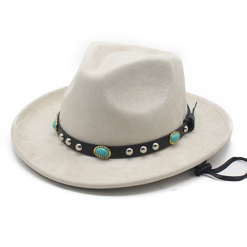 New jazz hat hat ethnic Tibetan style western cowboy hat windbreak rope top hat autumn and winter men's and women's felt hats