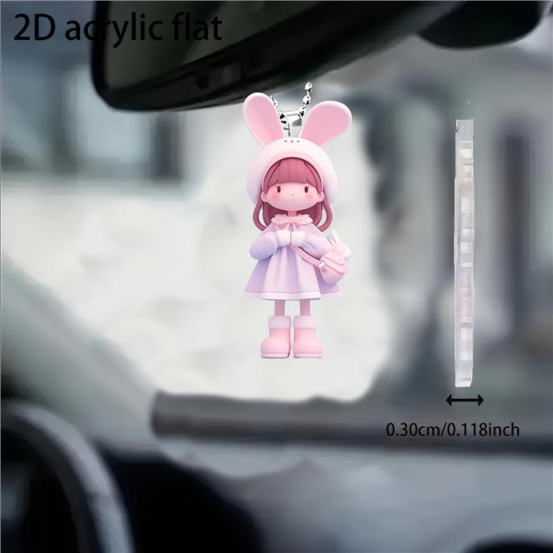 Creative Acrylic Girl Car Pendant - Hanging Ornament & Interior Decoration