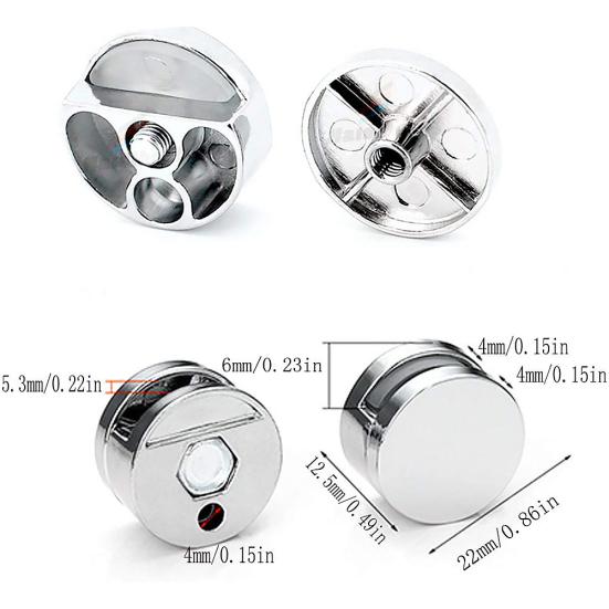 8 Stück 22 mm/27 mm runde Glasklemmen aus Zinklegierung für Badezimmerspiegel, enge Clips, Halter