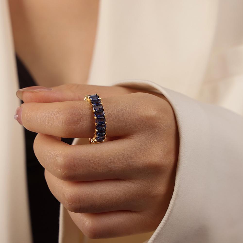 Geometric Design Women Finger Ring Tiny French Vintage Ring Luxury Colored Zircon Rings  Party