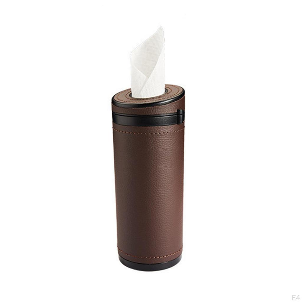 Tube, Cylinder Tissue Box ,PU Leather Round Tissues Container for Car Cup Holder