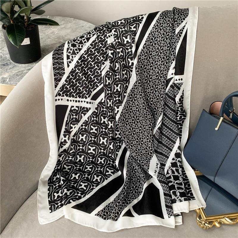 

Темпераментный шелковый шарф женский имитация шелка длинный большой размер дорожная солнцезащитная шаль Ханчжоу шелковый шарф тонкий 180*90cm