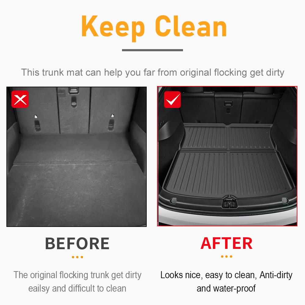 USVOTOV Trunk Mats For Tesla New Model Y Launch 2021-2025 Model 3 Highland Cargo Liner Front Back Sill Guard Anti-Kick Accessory