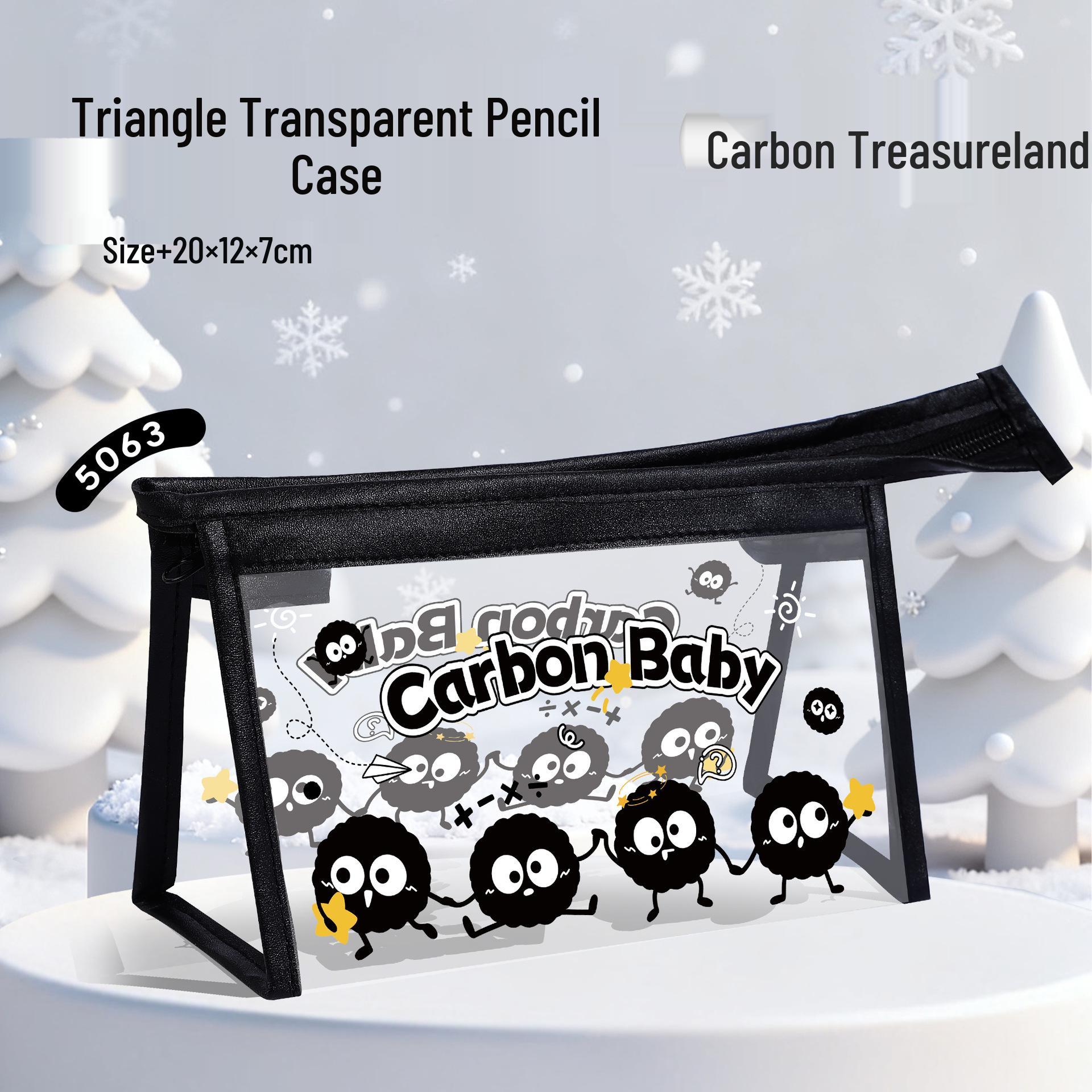 

Carbon Treasureland Large Capacity Waterproof Pencil Case - Cute Cartoon Transparent Stationery Bag