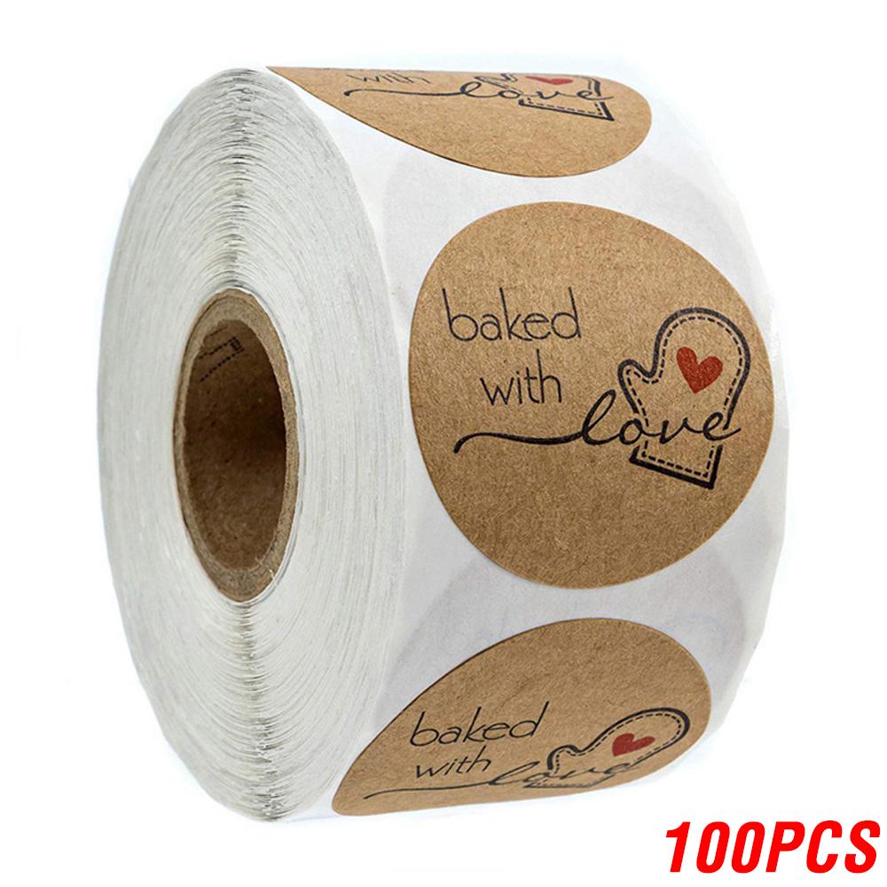 

100-500 pcs Kraft Homemade Sticker Paper With Love Scrapbooking Stickers for Envelope and Package Stamp Handmade Stationery Tags
