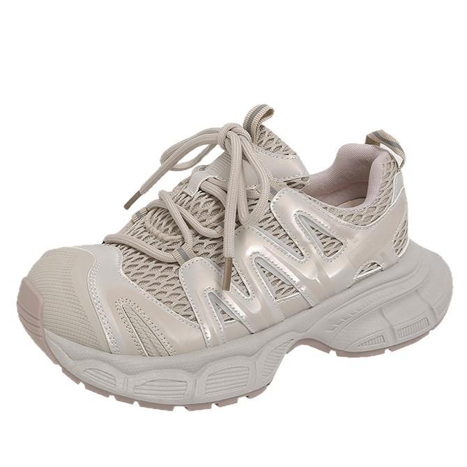 Leather platform fried street dad shoes women's 2025 summer new women's shoes versatile sports shoes casual shoes board shoes women