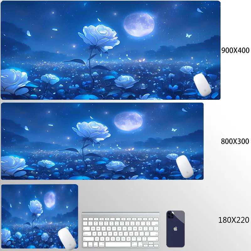 Scenery Sky Mouse Pad Anti-Slip Rubber Gaming Blue Carpet Large Natural Rubber Desk Mat Thick Seam Edge for Office