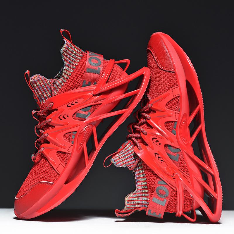 

Summer new extra large size blade sole country men s shoes casual breathable mesh running sports shoes 46 красный