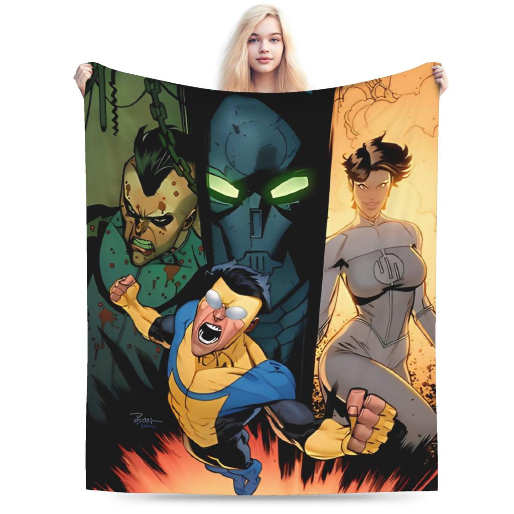 Invincible omniman amazing hero anime Blankets Super Soft Velvet Novelty Gift Throw Blanket Plush Thin Quilt