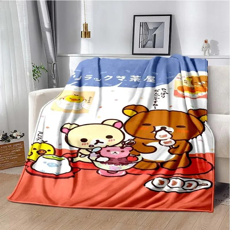 Cartoon Rilakkuma Anime Throws Blanket Sofa Home Hiking Picnic Bed Kid Super Soft Cute Kawai Flannel Blanket Power Birthday Gift