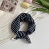 Silk scarf neck small square scarf plaid lace edge versatile fashion scarf headscarf summer women pastoral silk scarf headband