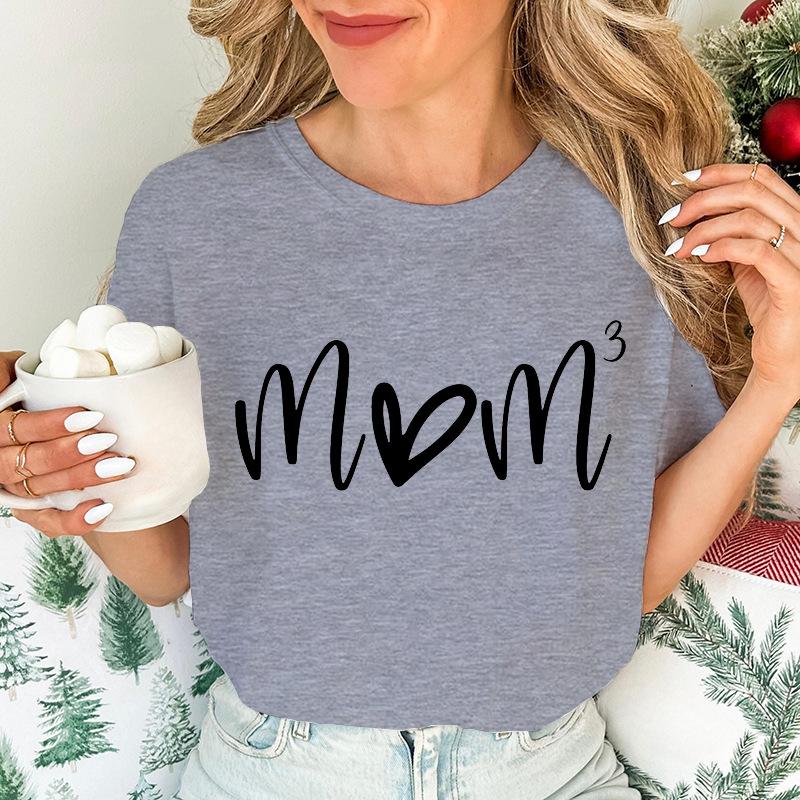 

Womens Fashion TShirts Mom of Three Print Tshirts Summer Casual Loose Tops Mom To The Power Creative Personalized Tshirts 4XL