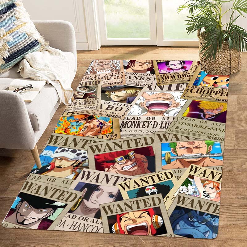 One Piece Luffy & Crew Pattern Printed Rug, Anime Style Home Decor, Anti-slip & Stain-resistant Carpet for Bedroom & Living Room