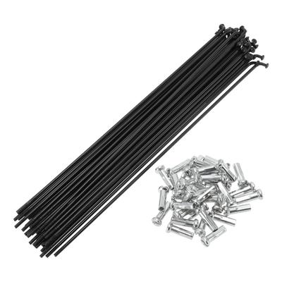 Motoforti Evrensel Bisiklet Jant Telleri, Bisiklet Tekerlek Telleri, 14G, 183mm Uzunluk, Karbon Çelik, Siyah, 1 Set