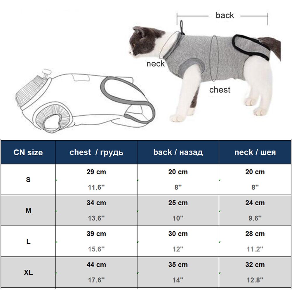 Cat Recovery Suit Puppy Dog Kitten Surgical Full Bodysuit for Abdominal Wound Protector Anti Licking Male & Female Pets Clothing