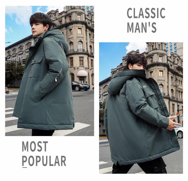 2025 Herren Mittellange Verdickte Warme Daunenjacke für Schüler und Oberstufenschüler