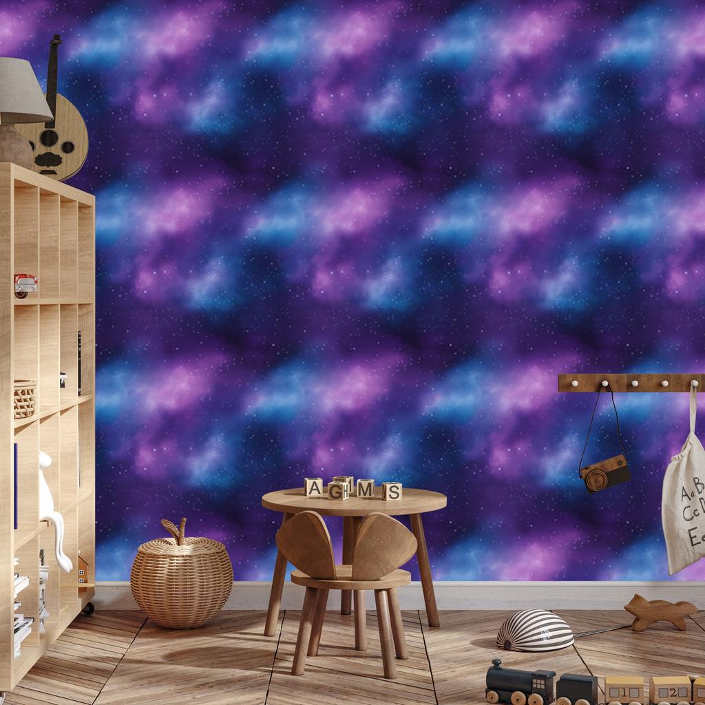 Watercolor Galaxy Wallpaper Blue, Violet, Indigo and Navy Blue 50x1000