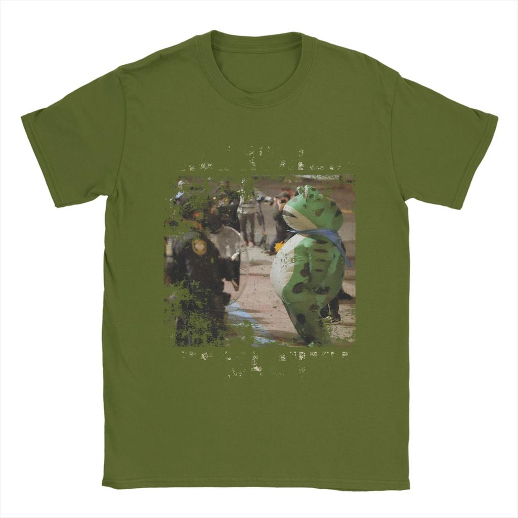 Vintage Portland-Frog Protest  Men T Shirt Rage Against Machine Funny Tees Short Sleeve Crew Neck T-Shirt Cotton Graphic Clothes