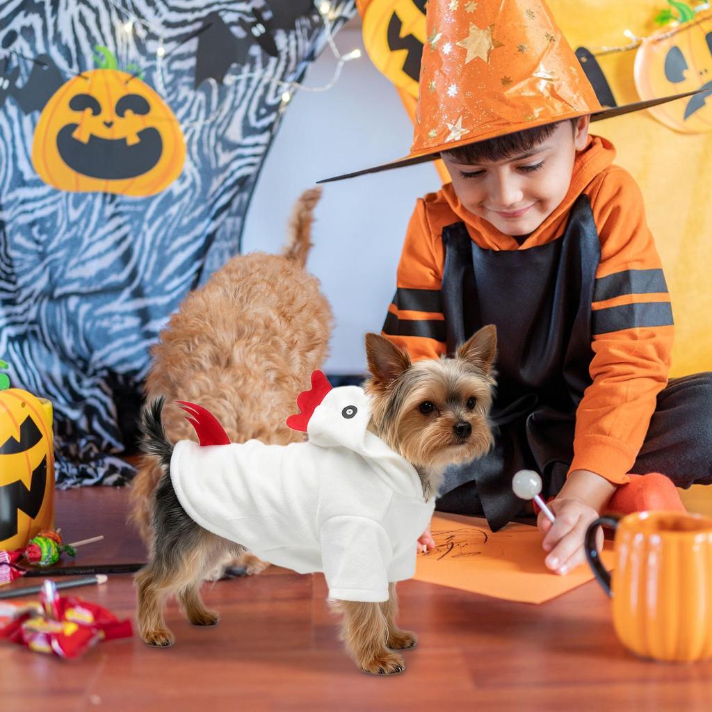Small Dog Halloween Costumes Cute Halloween Chicken Clothes Soft Cat Animal Cosplay Dress Hoodie For Medium Puppy Role Play Home