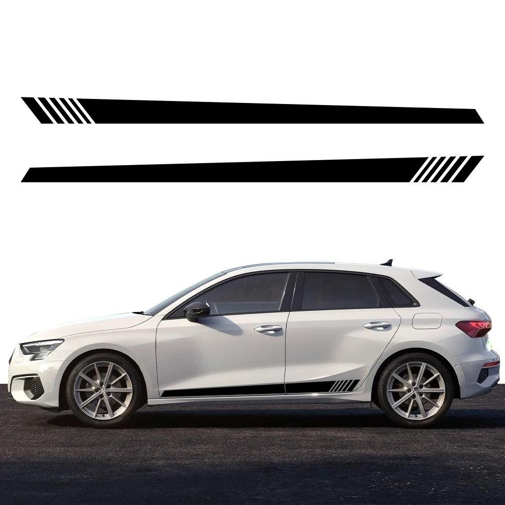 2PCS Car Side Skirt Stripes Sticker Vinyl Trims Decals Accessories For  A3 8P 8V 8L 8Y S3 RS3 Sedan Sportback Limousine TFSI