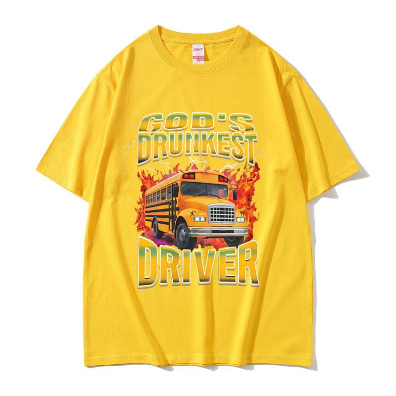 Gods Drunken Driver Funny Meme Tshirt Men Casual Humor Oversized Short Sleeve Tops T Shirts Male Vintage 100 Cotton Tshirts