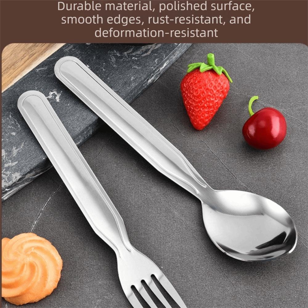 2 Set Durable Stainless Steel Tableware Portable Silver Cutlery Set Extra Strong Bottle Opener Home Use