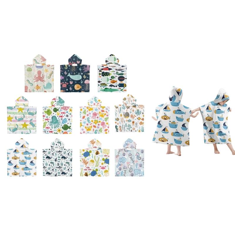 Foldable Children Beach Towel Hooded Wrap Cloth Comfortable Kids Cape Beach Bath Robe Comfortable Cloak Bath Towel