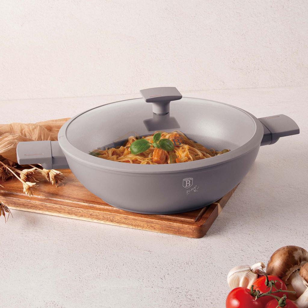 TITANIUM WOK WITH LID 30cm BERLINGER HAUS BH-8095 TAUPE