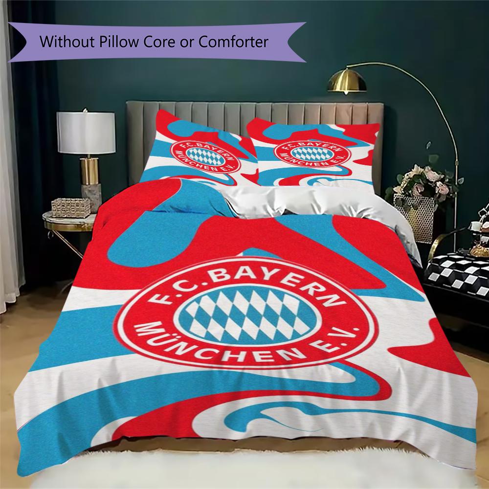 Set Copripiumino Trapuntato con Fantasia FC Bayern Monaco Copripiumino Federa Decorazione per la Casa Regalo di Compleanno (1 * copripiumino + 2 * federe senza imbottitura)48