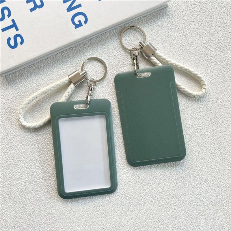 Multicolor Matte Plastic Id Card Holder Wrist Lanyard Scratch Resistant Shell For Students Office Workers Access Cards
