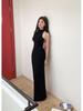 2026 Spring/Summer High-Neck Sleeveless Slim Fit Elegant Back Slit Maxi Dress for Women