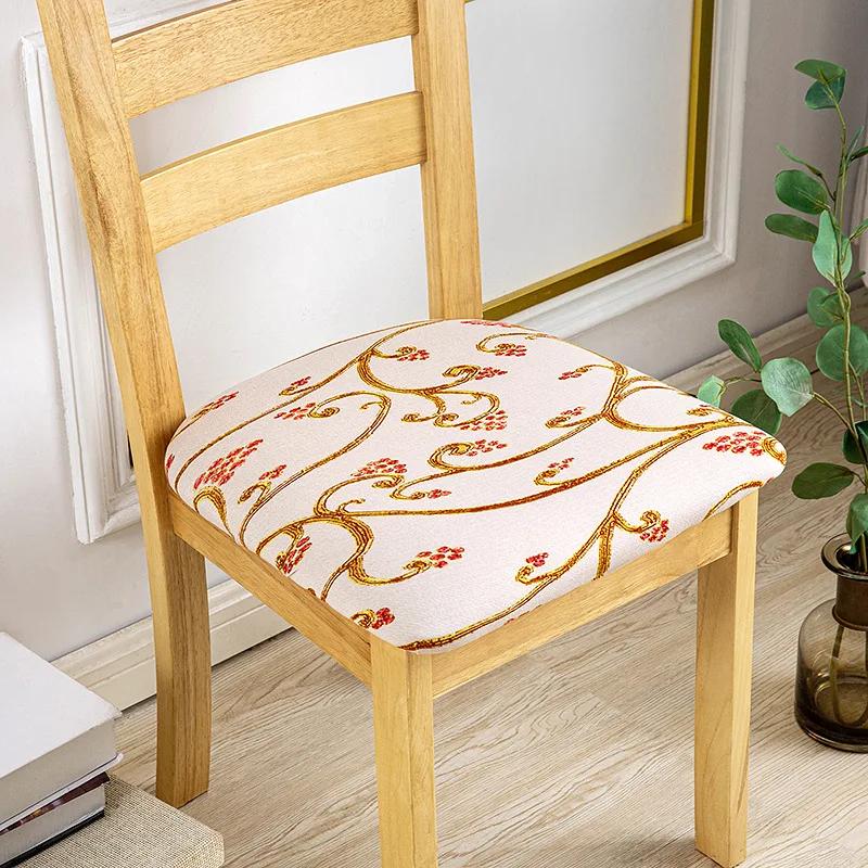 Stretch Printed Chair Seat Cushion Covers For Dining Room Chair Cover For Wedding Banquet Seat Chair Slipcover Home Decor