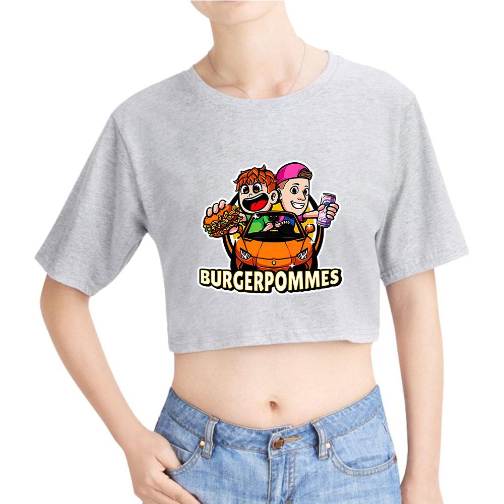 Burgerpommes ICrimax Printed Girl Tee Shirt Summer Crop Tops Soft Tshirt Popular Slim Fitness Short Sleeved