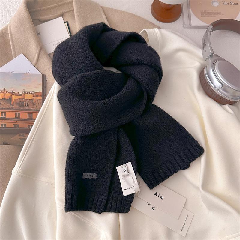 

100% шарф из чистой шерсти женский зимний однотонный универсальный новый маленький шарф мужской парный красный 160*20cm