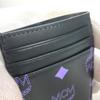 MCM logo Business card holder pass case Bicolor Card Case Leather Black/purple