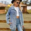 Veste en jean vintage pour femme, manteau cardigan ample à revers simple boutonnage, mode dames, vêtements d'extérieur décontractés pour les déplacements, automne hiver
