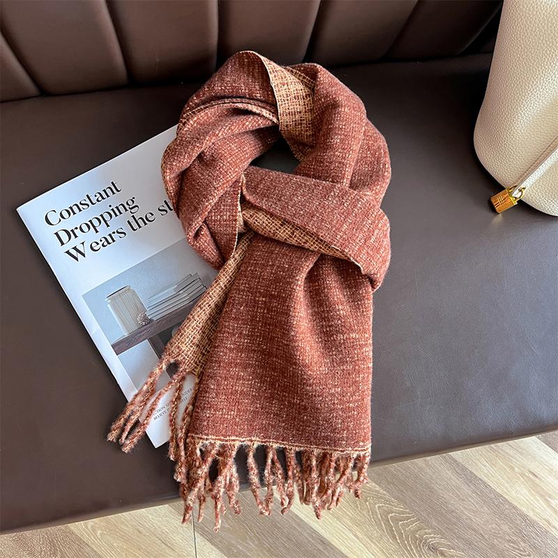 Imitation Cashmere Women Winter Scarf Thicken Double-Sided Long Shawls Neck Warm Tassel Poncho Echarpe Stoles Pashmina Luxury