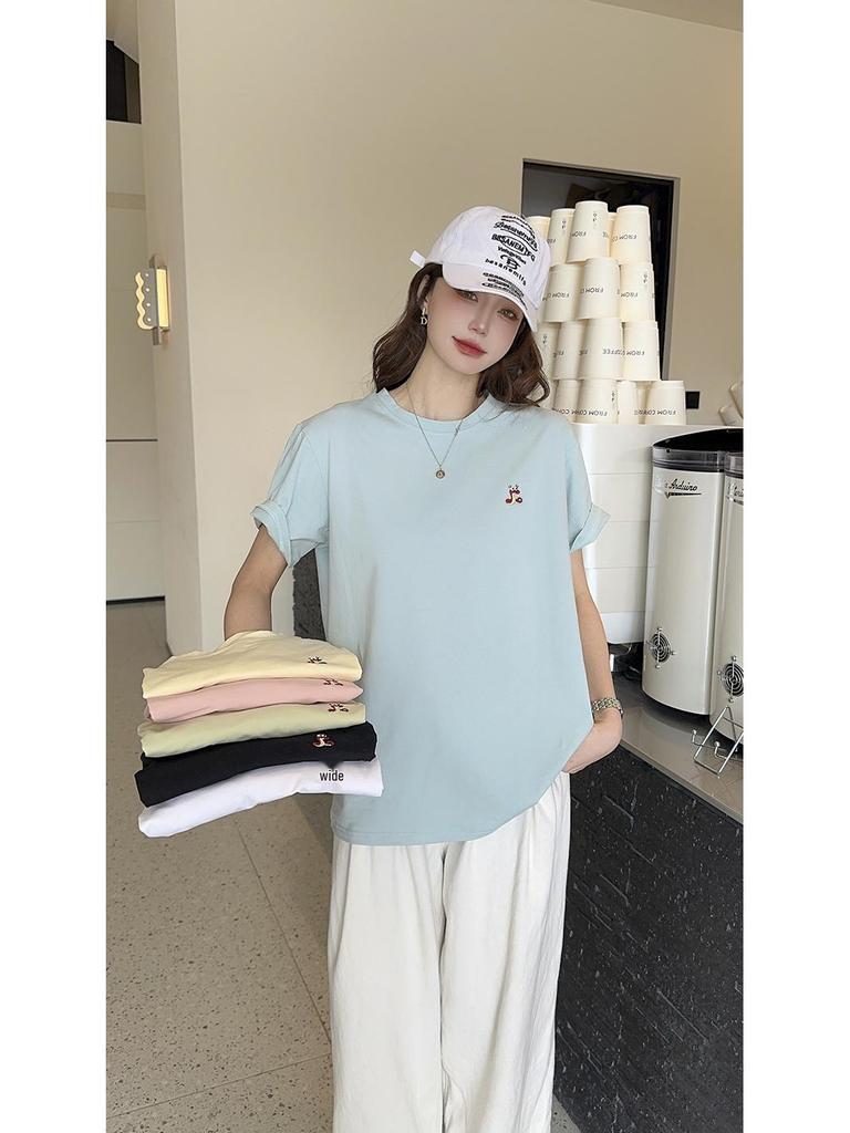 Ice Porcelain Women's Cotton White Short Sleeve Round Neck Print T-shirt, Plus Size Casual Top 2025.