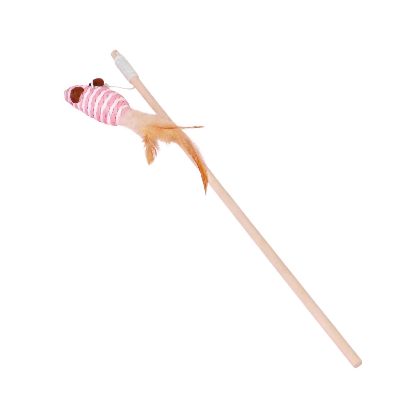

Cat Toy Wand with Natural Wood Stick and Hanging Mouse Toy with Bell Durable Chew Resistant Interactive Pet Toy for Small Cats and Kittens One Size