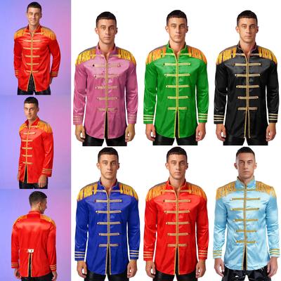 Herren Halloween SGT Sergeant Pepper Kostüm Jacke Marching Band Rock Man 60er Jahre Satin Cardigan Mantel