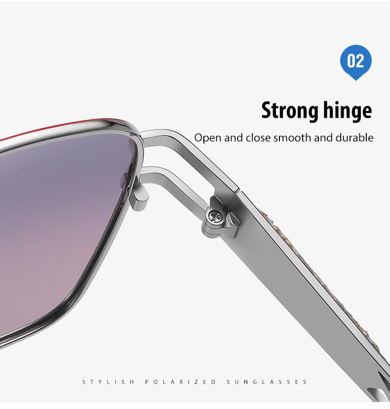 Women's 2022 Fashion Metal Polarized Rhinestone Sunglasses, Large Frame A683